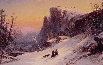 Hiver en Suisse paysage Jasper Francis Cropsey Montagne Peinture à l'huile